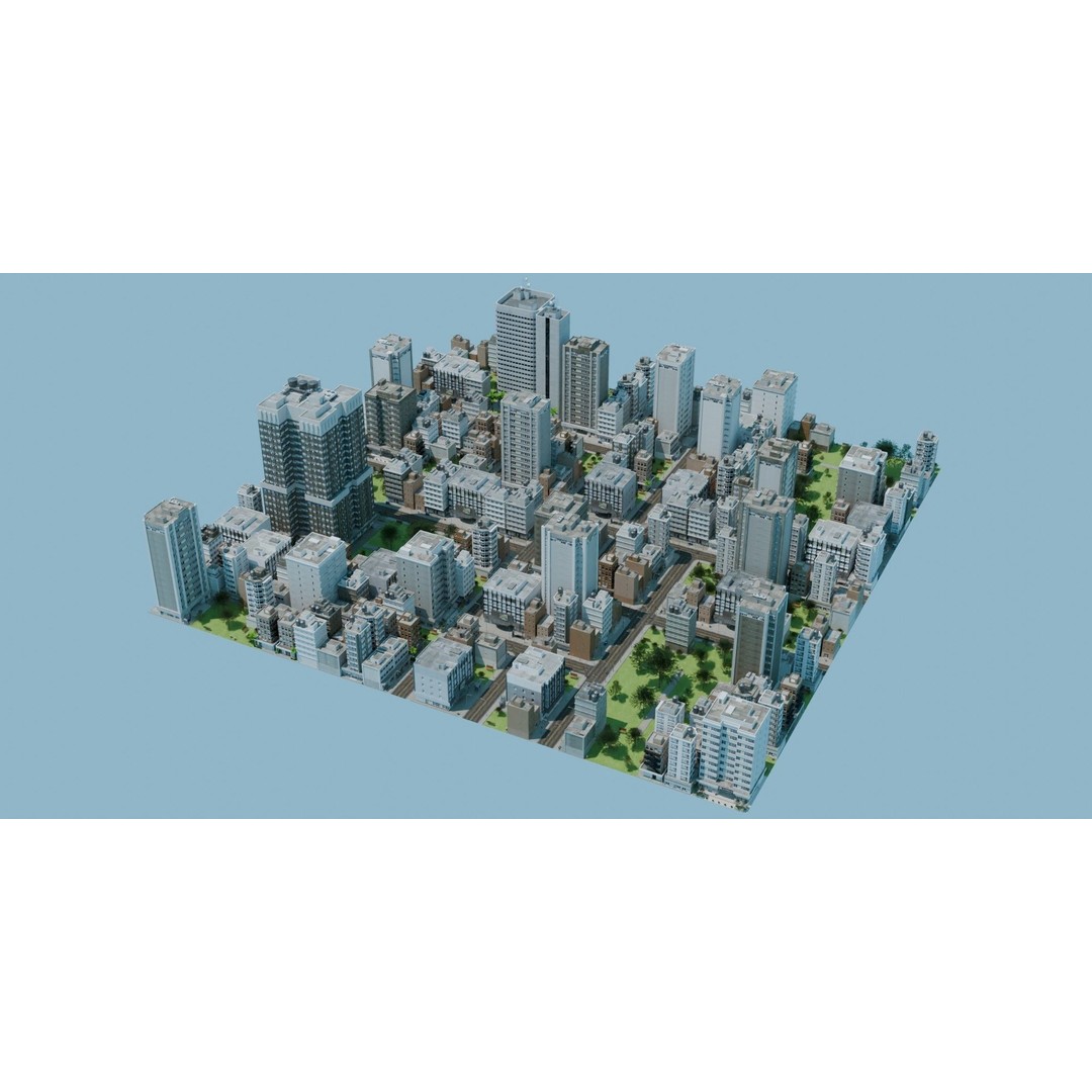 City Downtown Skyscraper 3D Model – Detailed Urban Asset for Games, Blender - View 9
