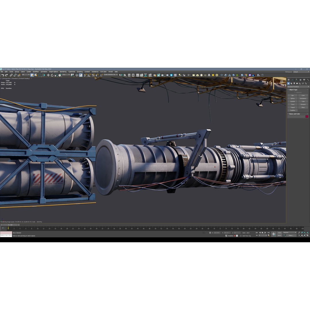 Sci-Fi Tubes and Cables 3D Model – Low Poly PBR Kit, FBX, OBJ - View 11