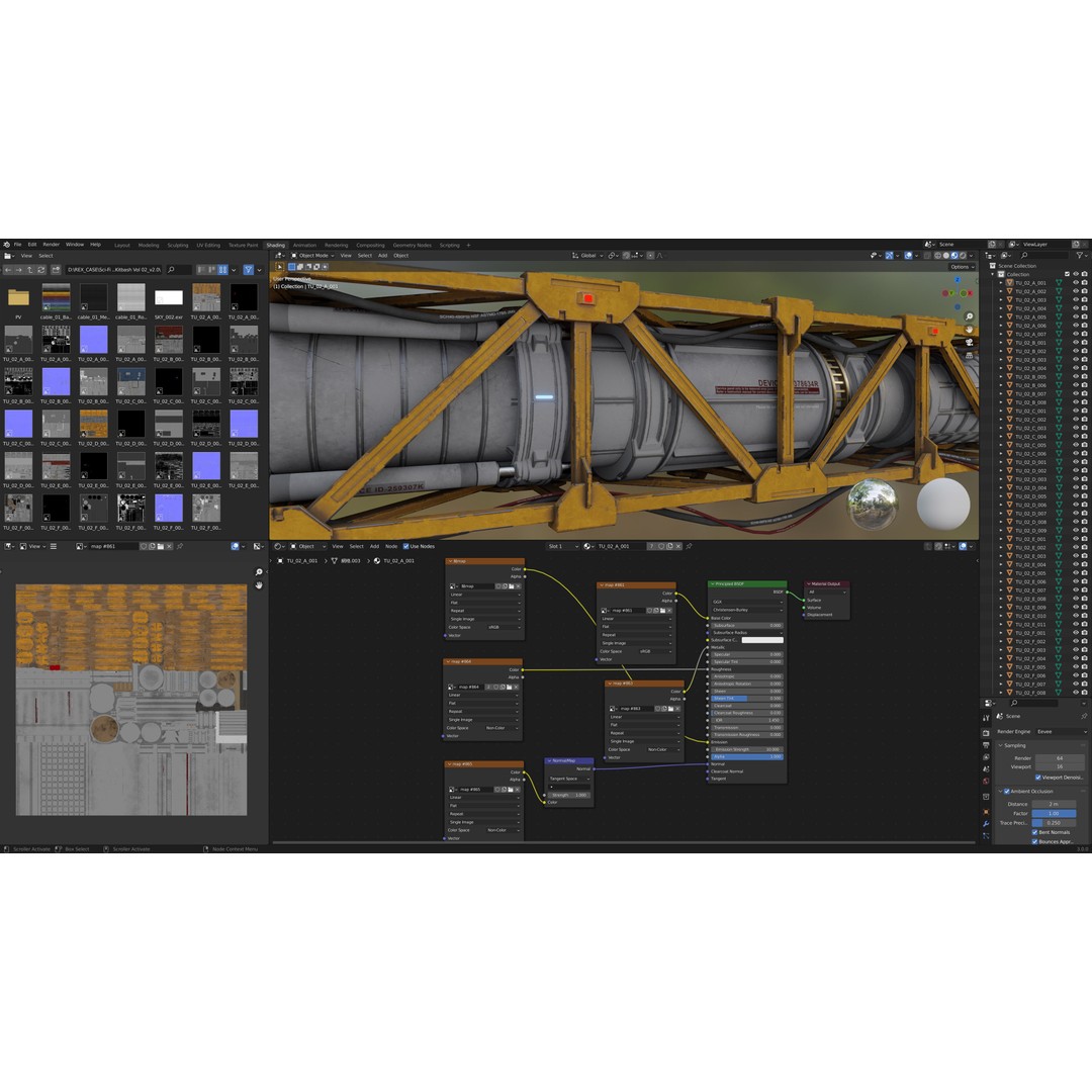 Sci-Fi Tubes and Cables 3D Model – Low Poly PBR Kit, FBX, OBJ - View 15