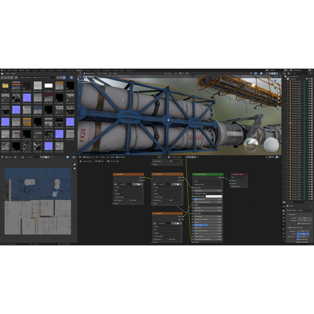Sci-Fi Tubes and Cables 3D Model – Low Poly PBR Kit, FBX, OBJ - View 16