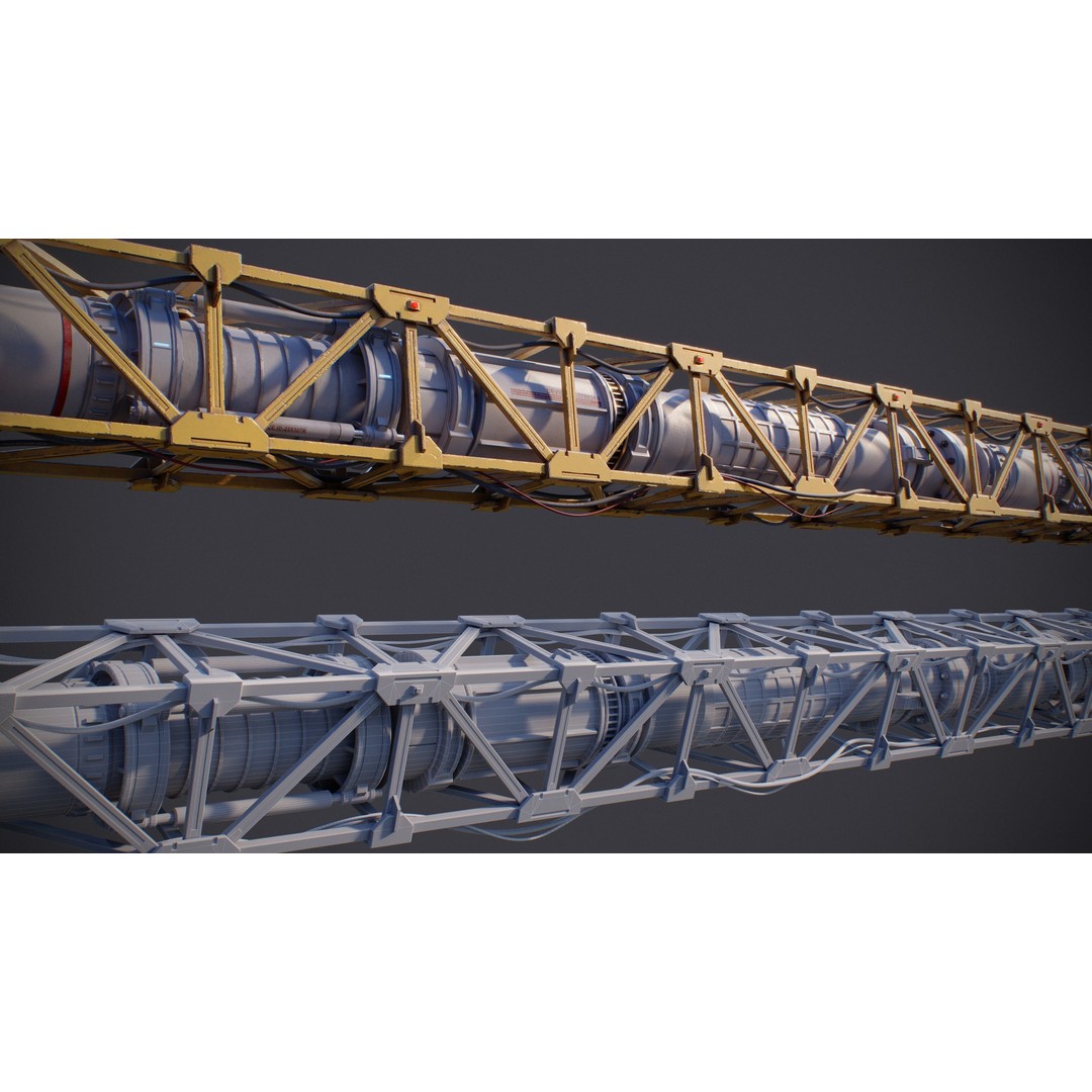 Sci-Fi Tubes and Cables 3D Model – Low Poly PBR Kit, FBX, OBJ - View 17