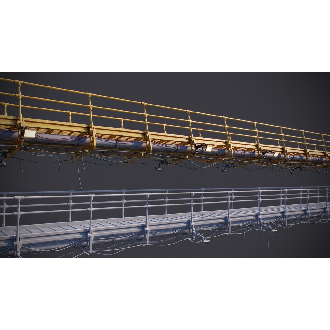 Sci-Fi Tubes and Cables 3D Model – Low Poly PBR Kit, FBX, OBJ - View 19