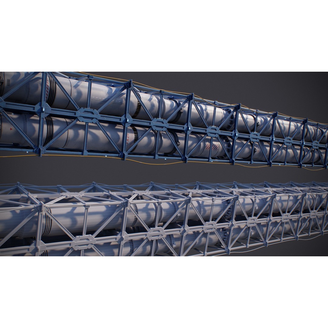 Sci-Fi Tubes and Cables 3D Model – Low Poly PBR Kit, FBX, OBJ - View 21