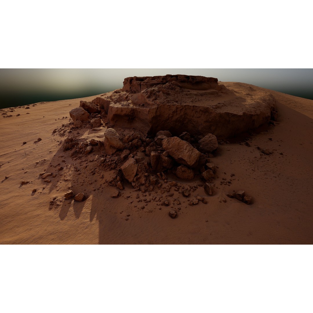 Desert Rock Formation 3D Model – High-Detail Terrain Asset, OBJ - View 12