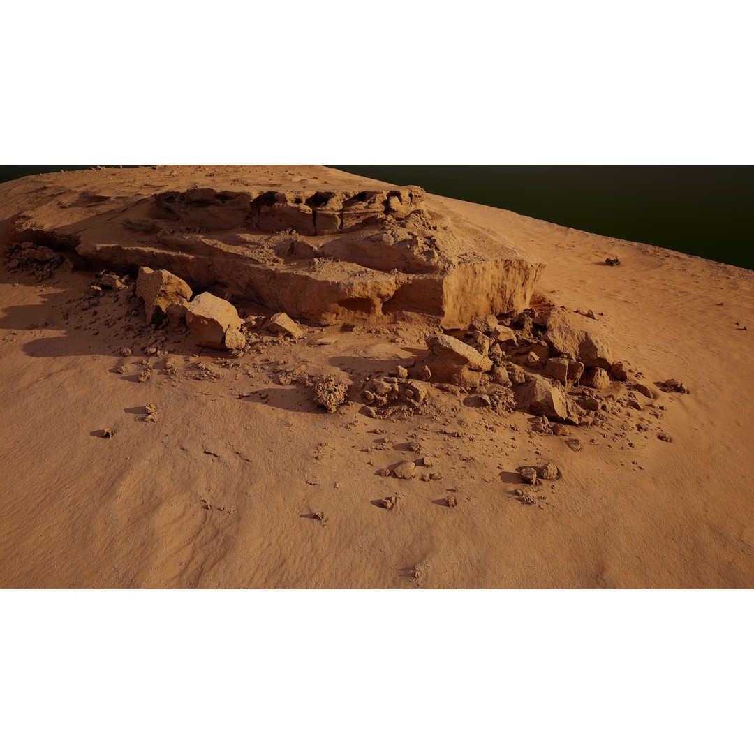Desert Rock Formation 3D Model – High-Detail Terrain Asset, OBJ - View 13