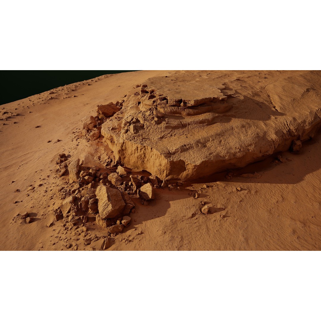 Desert Rock Formation 3D Model – High-Detail Terrain Asset, OBJ - View 3
