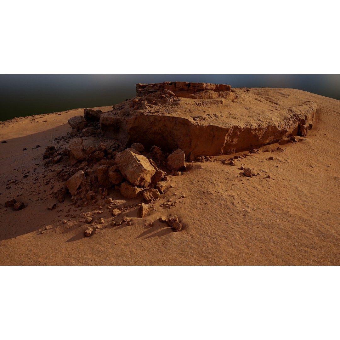 Desert Rock Formation 3D Model – High-Detail Terrain Asset, OBJ - View 8
