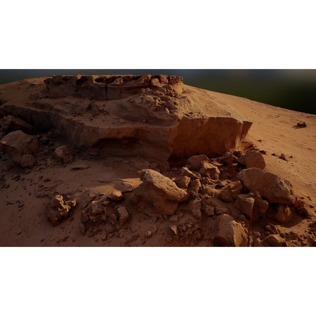 Desert Rock Formation 3D Model – High-Detail Terrain Asset, OBJ - View 9