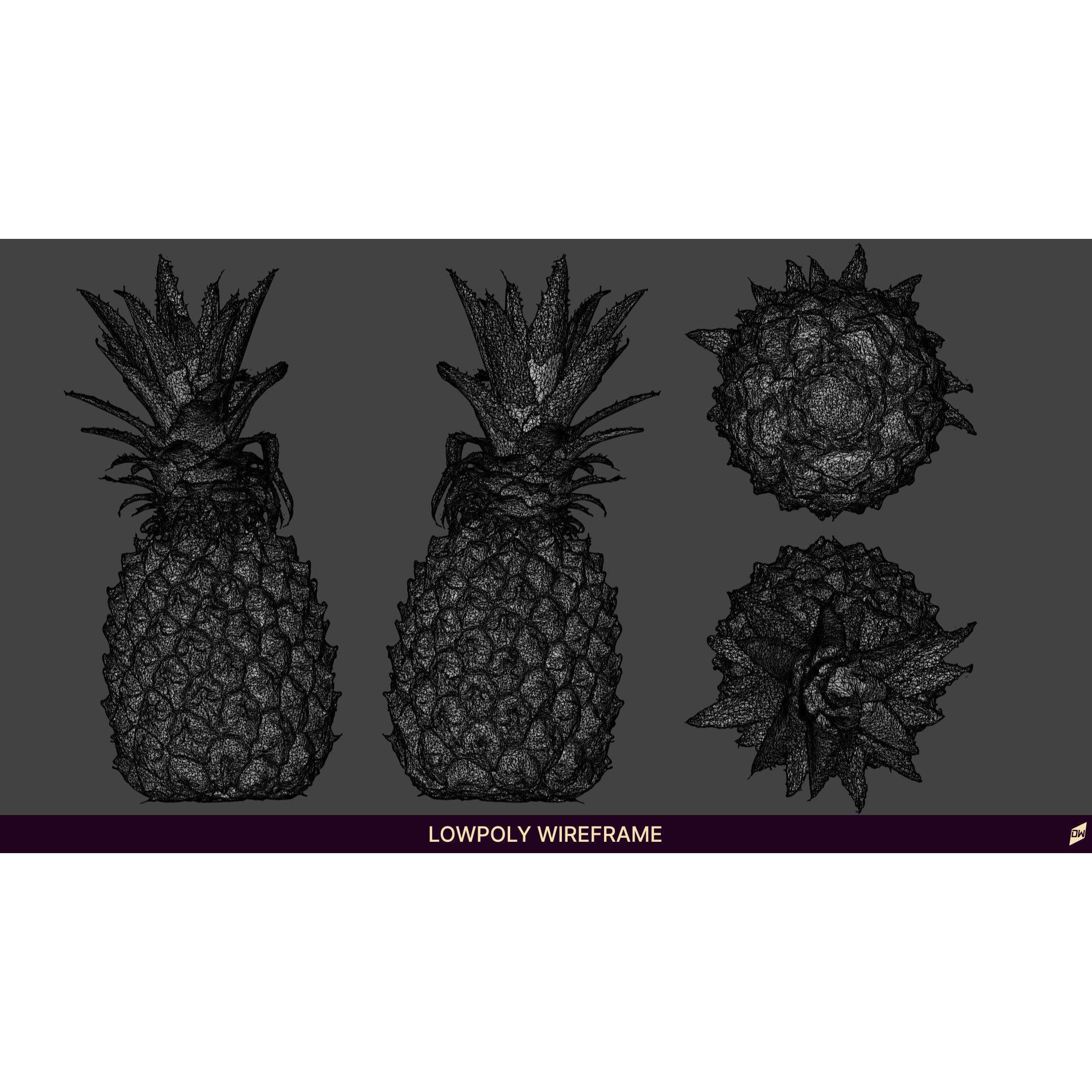 Baby Mini Pineapple - Low-Poly Game-Ready 3D Model - View 7
