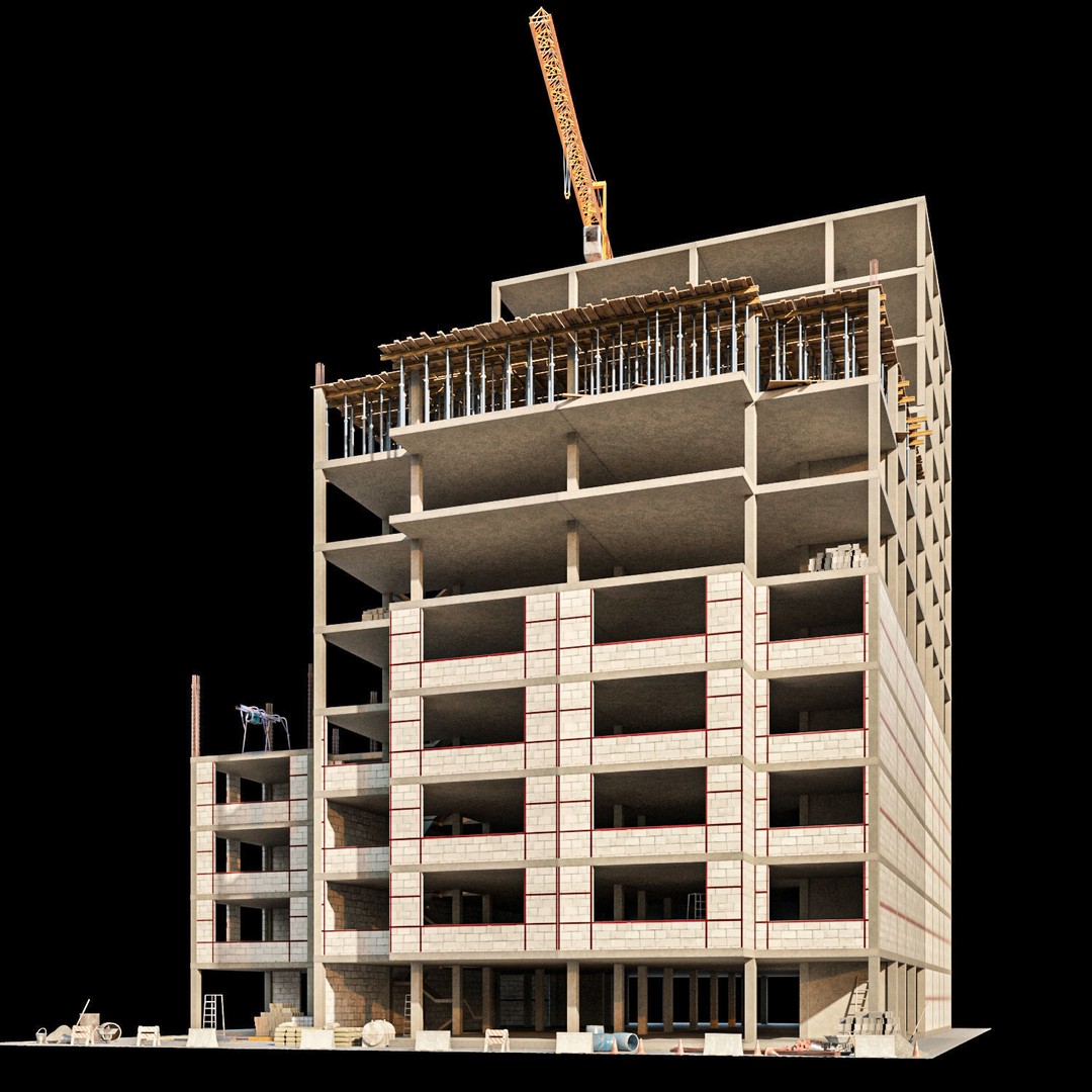 Modular Construction Site 3D Model – Low Poly Game Asset, FBX - View 10