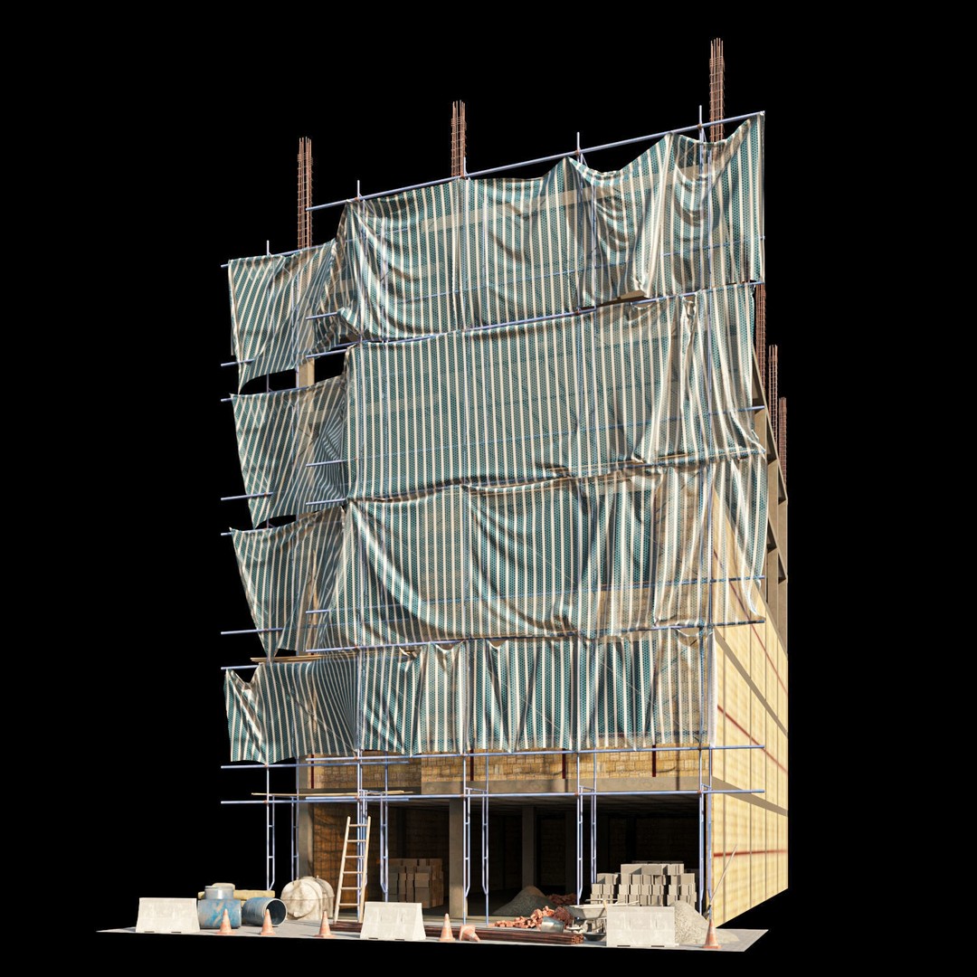 Modular Construction Site 3D Model – Low Poly Game Asset, FBX - View 11