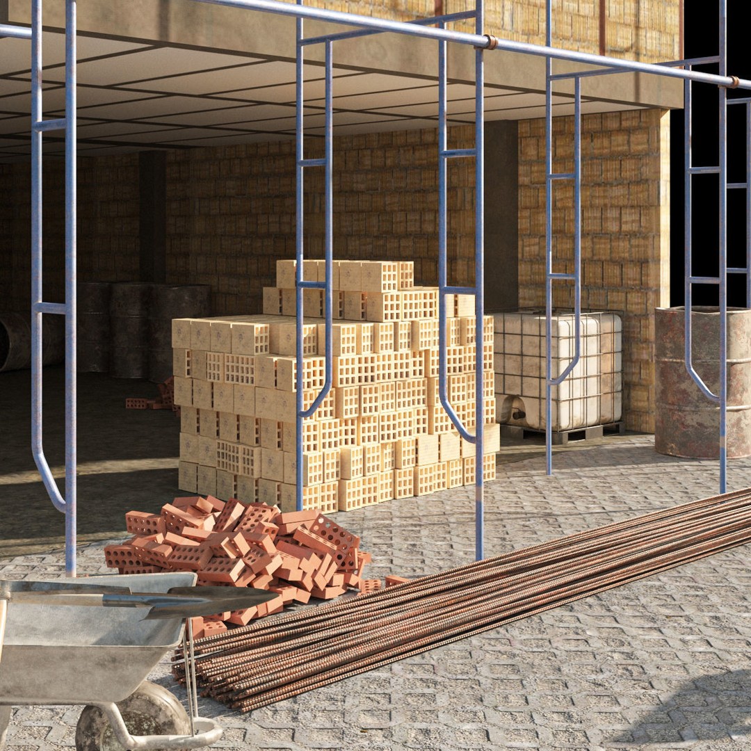 Modular Construction Site 3D Model – Low Poly Game Asset, FBX - View 14