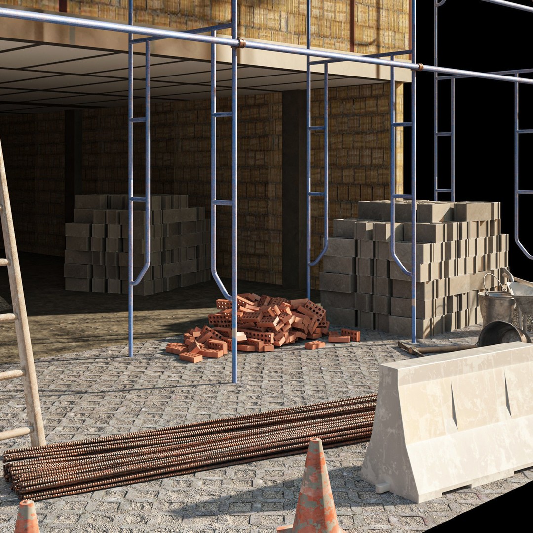 Modular Construction Site 3D Model – Low Poly Game Asset, FBX - View 16