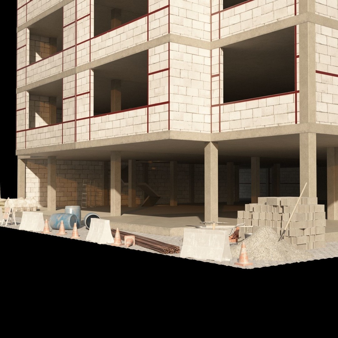 Modular Construction Site 3D Model – Low Poly Game Asset, FBX - View 19