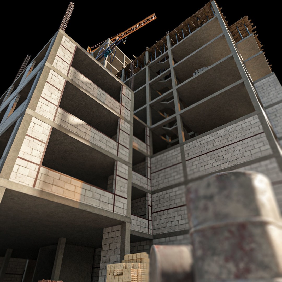 Modular Construction Site 3D Model – Low Poly Game Asset, FBX - View 21