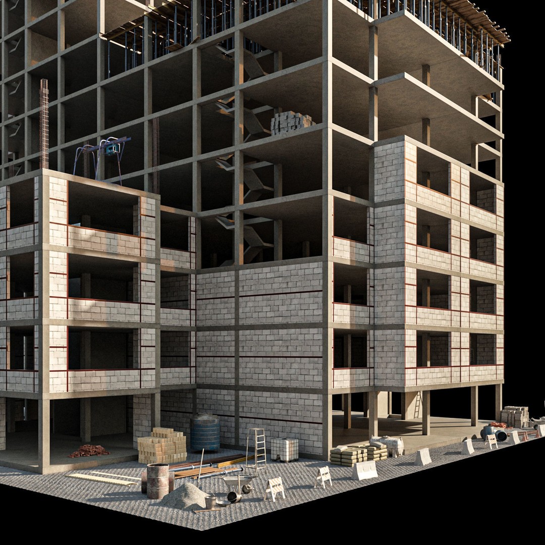 Modular Construction Site 3D Model – Low Poly Game Asset, FBX - View 23