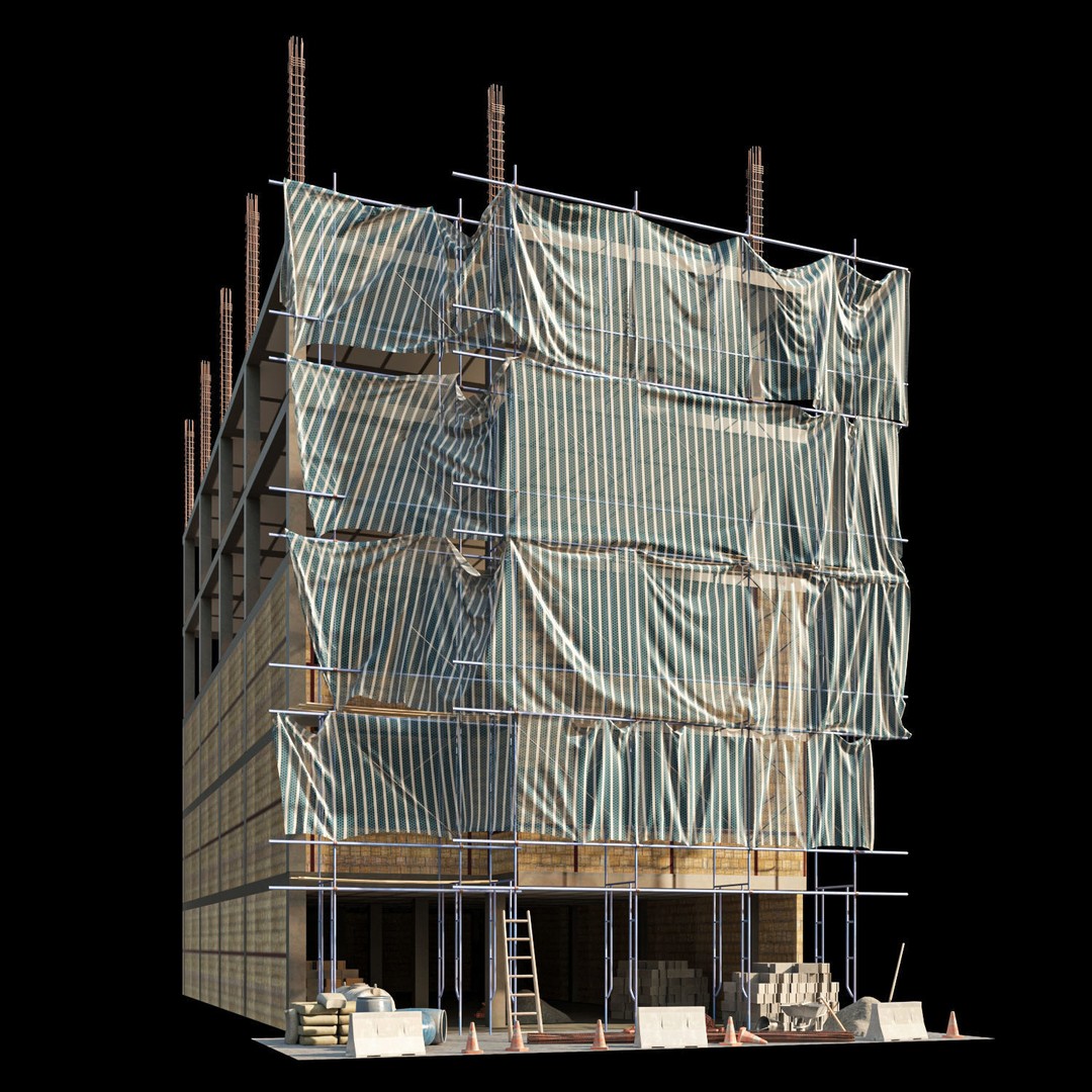 Modular Construction Site 3D Model – Low Poly Game Asset, FBX - View 3