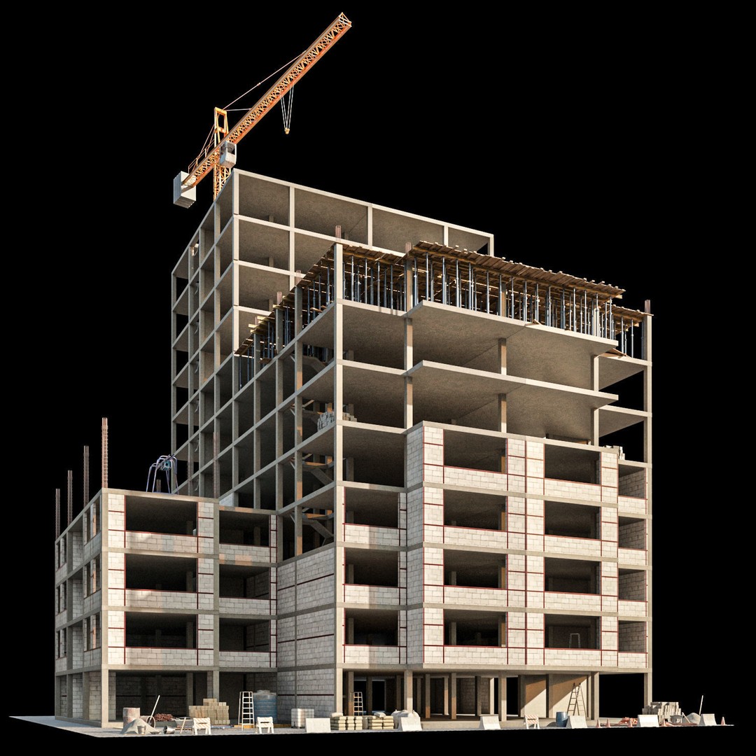 Modular Construction Site 3D Model – Low Poly Game Asset, FBX - View 5