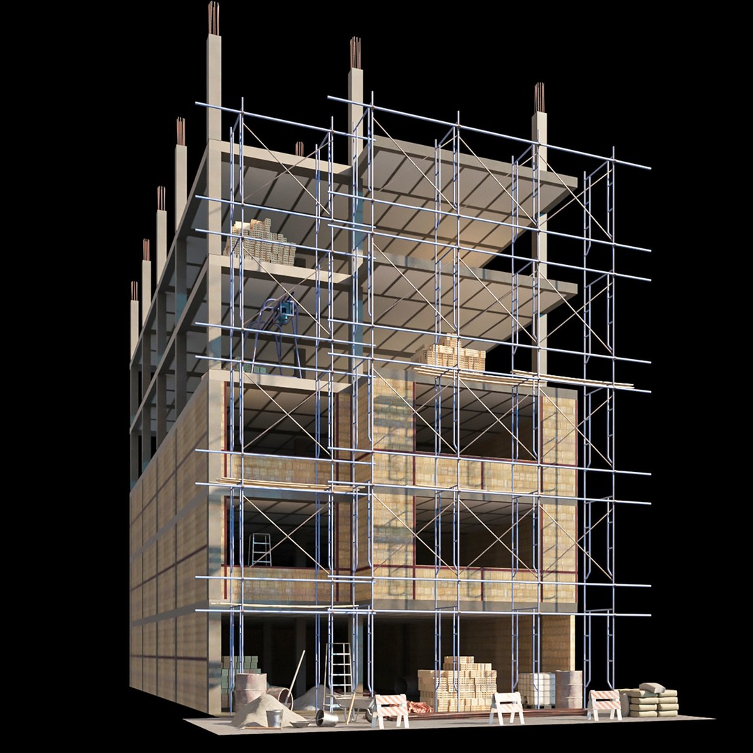 Modular Construction Site 3D Model – Low Poly Game Asset, FBX - View 6