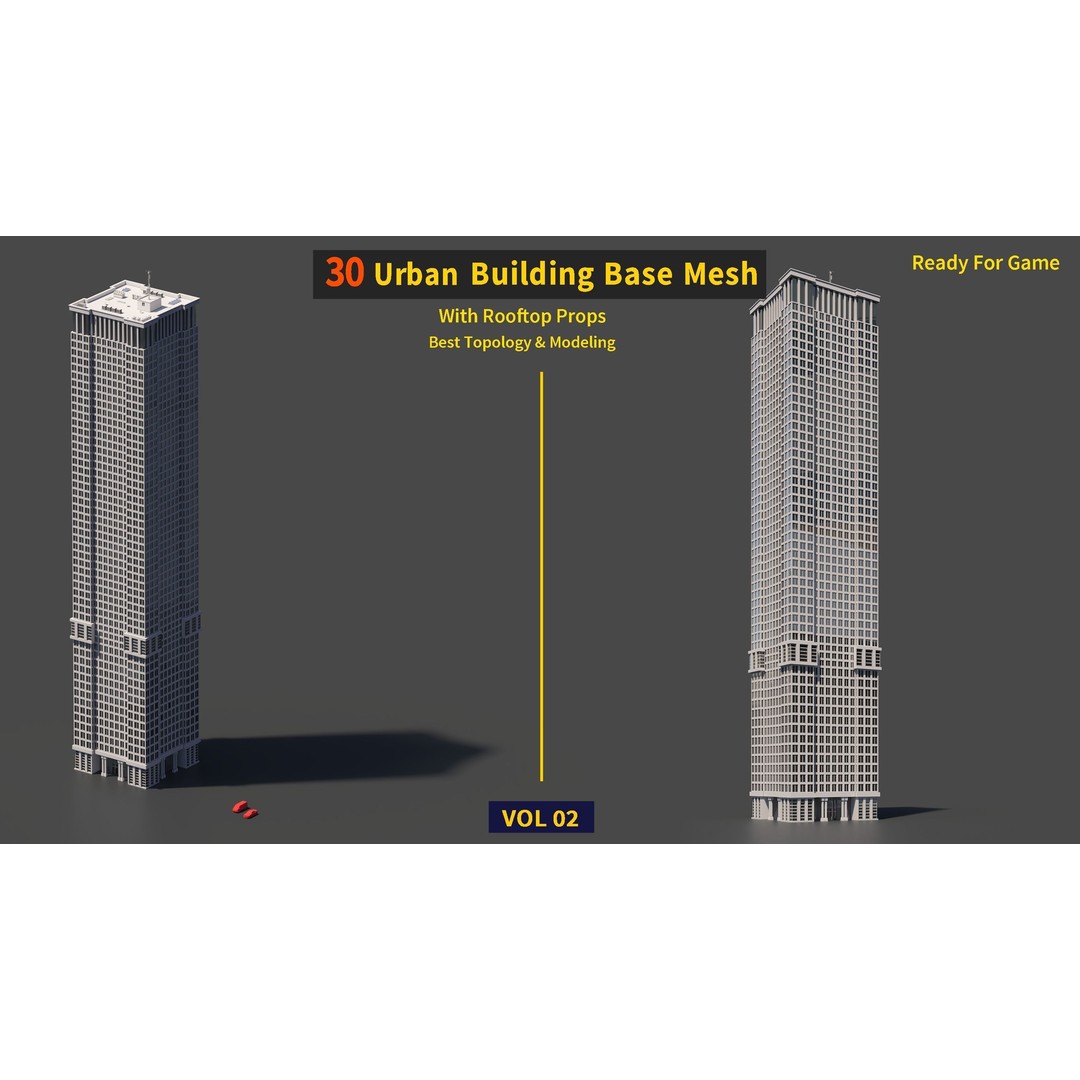 Urban Building Base Mesh 3D Model – Low Poly Real Scale Architecture, FBX - View 20