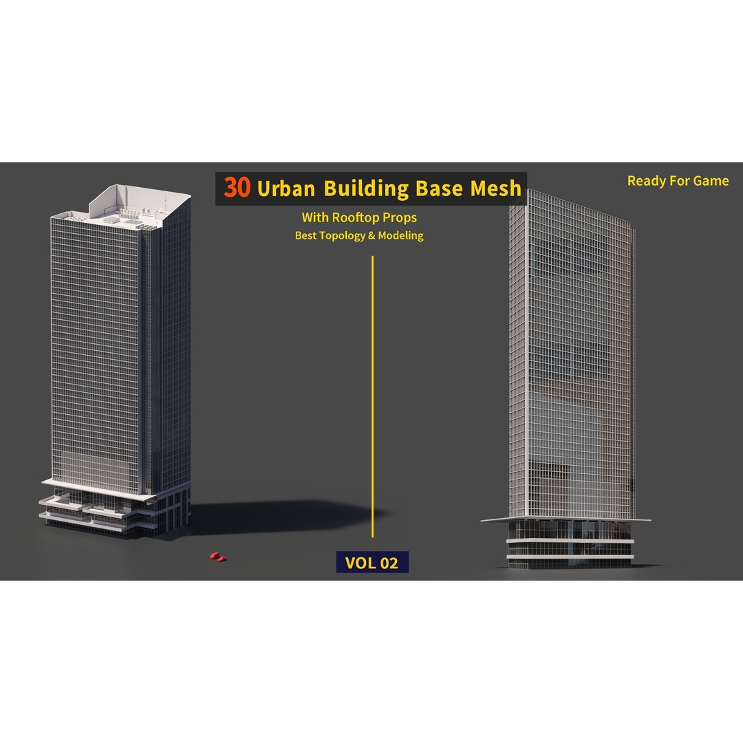Urban Building Base Mesh 3D Model – Low Poly Real Scale Architecture, FBX - View 33