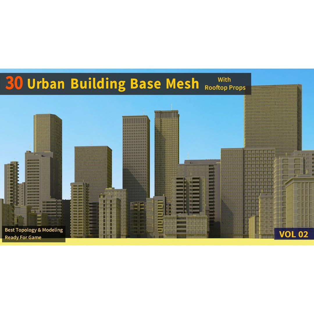 Urban Building Base Mesh 3D Model – Low Poly Real Scale Architecture, FBX - View 39