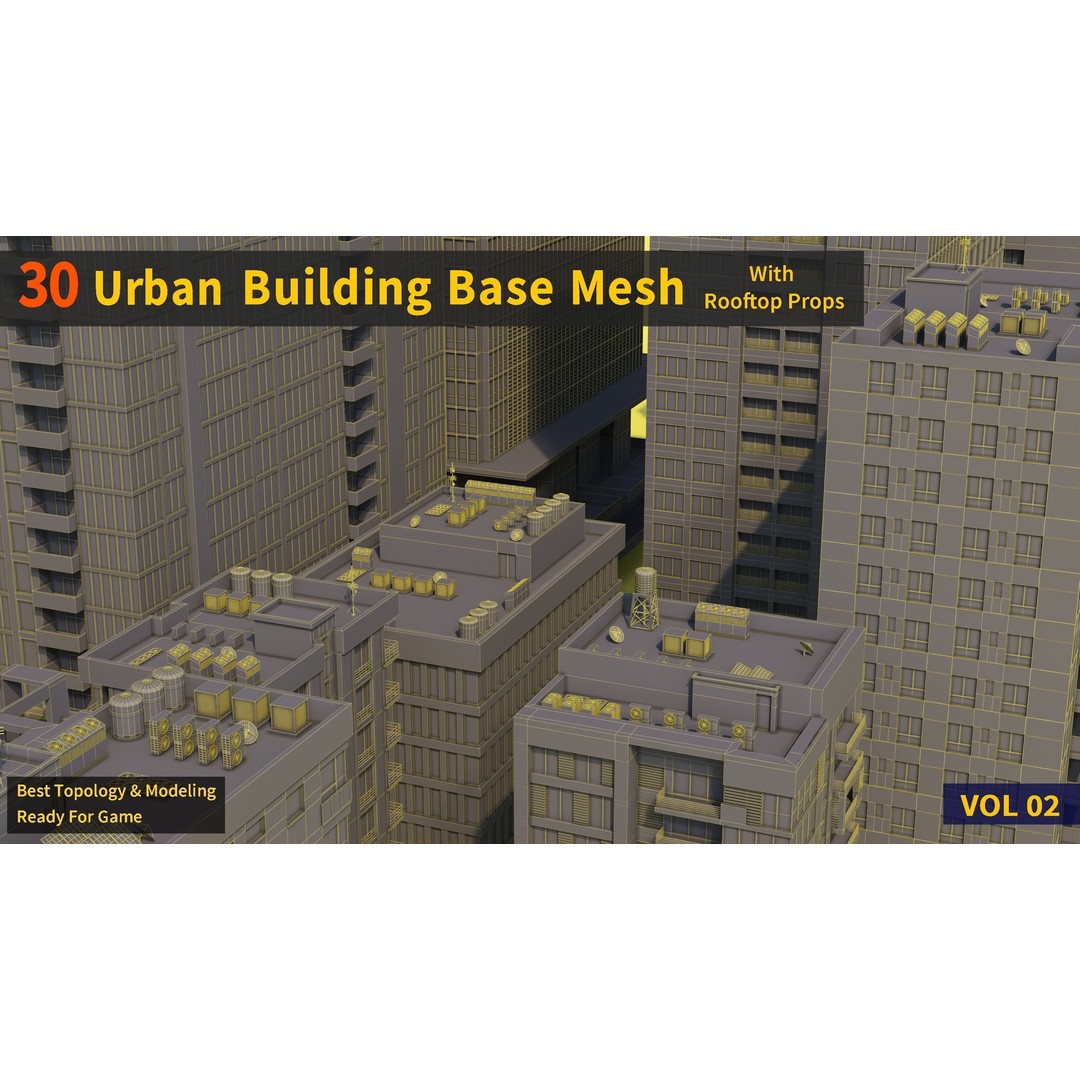 Urban Building Base Mesh 3D Model – Low Poly Real Scale Architecture, FBX - View 40
