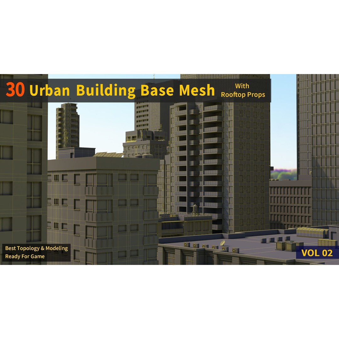 Urban Building Base Mesh 3D Model – Low Poly Real Scale Architecture, FBX - View 41