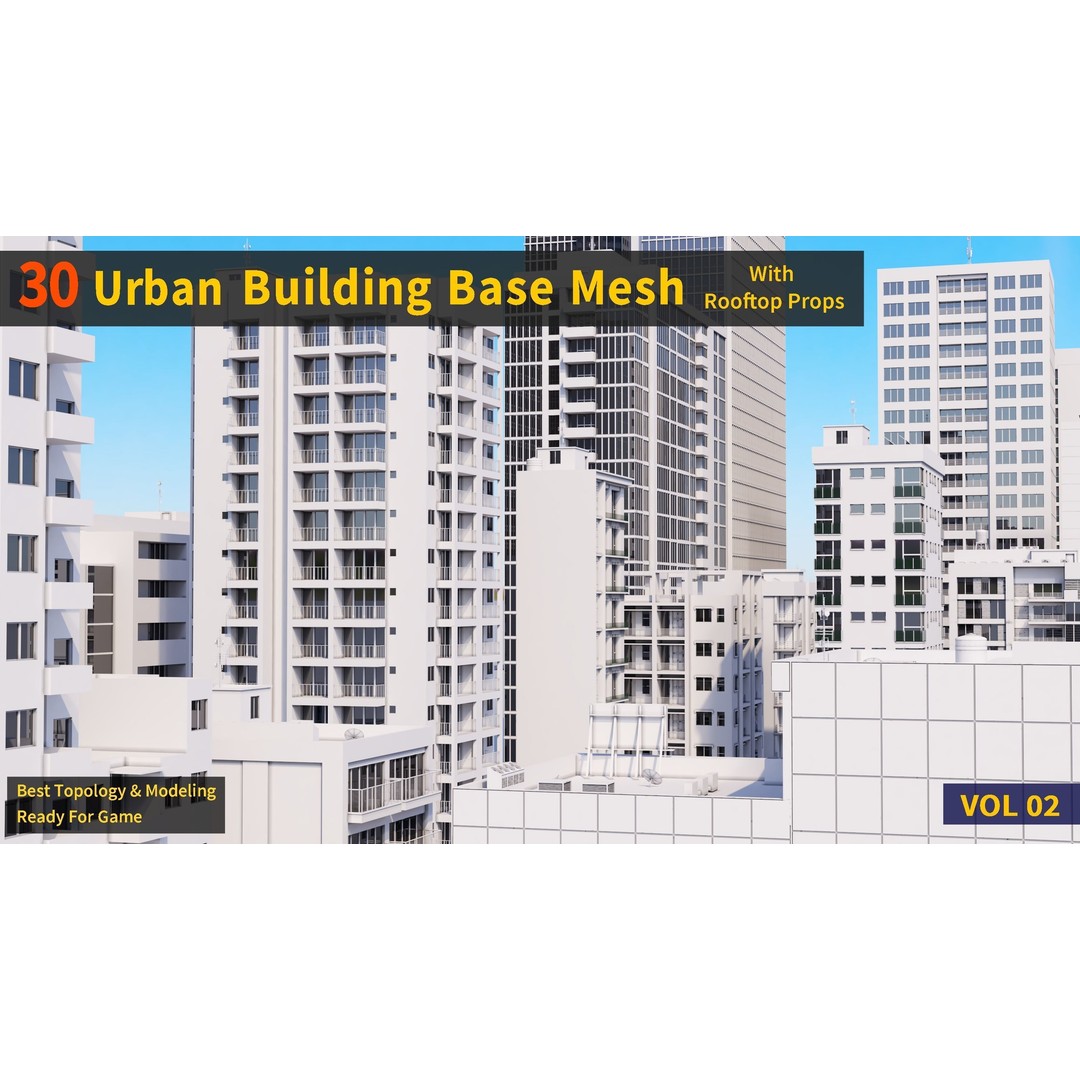 Urban Building Base Mesh 3D Model – Low Poly Real Scale Architecture, FBX - View 6