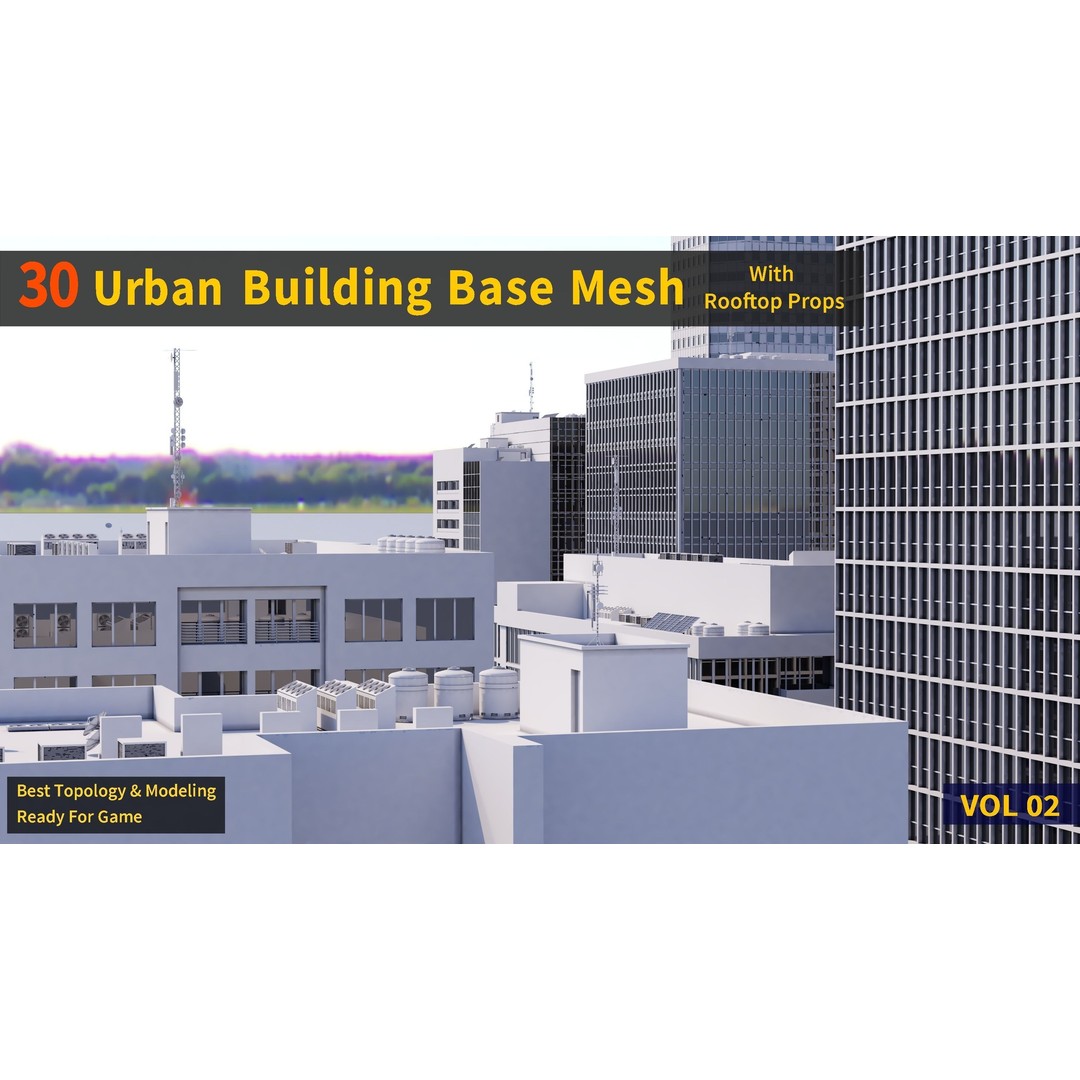 Urban Building Base Mesh 3D Model – Low Poly Real Scale Architecture, FBX - View 7