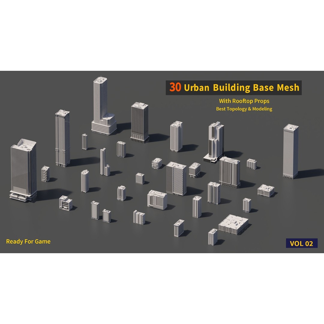 Urban Building Base Mesh 3D Model – Low Poly Real Scale Architecture, FBX - View 8