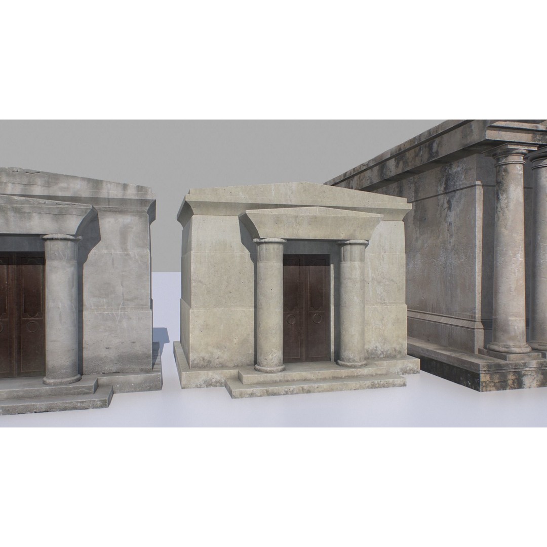 Mausoleums 3D Model – Low Poly Cemetery Props, FBX, PBR Textures - View 10