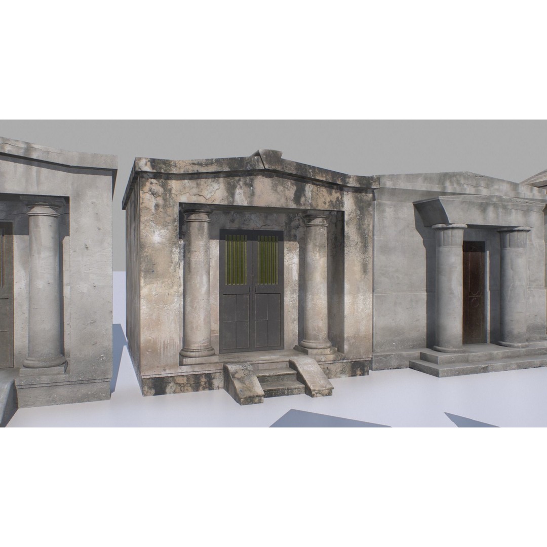 Mausoleums 3D Model – Low Poly Cemetery Props, FBX, PBR Textures - View 12