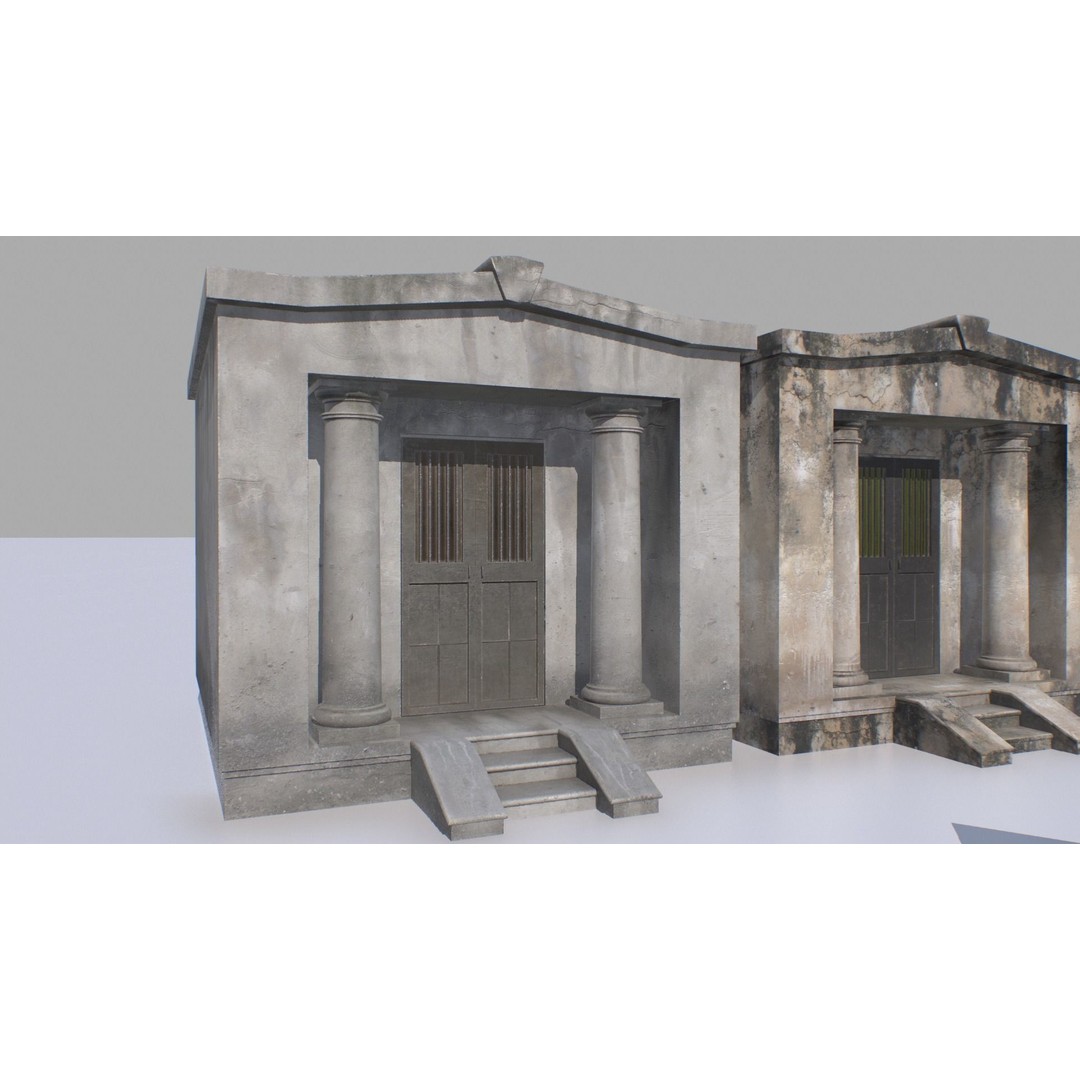 Mausoleums 3D Model – Low Poly Cemetery Props, FBX, PBR Textures - View 13