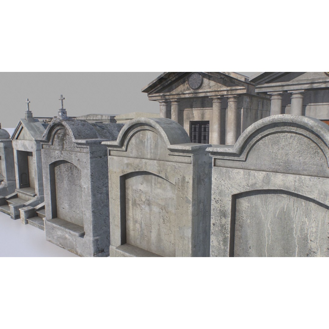 Mausoleums 3D Model – Low Poly Cemetery Props, FBX, PBR Textures - View 15