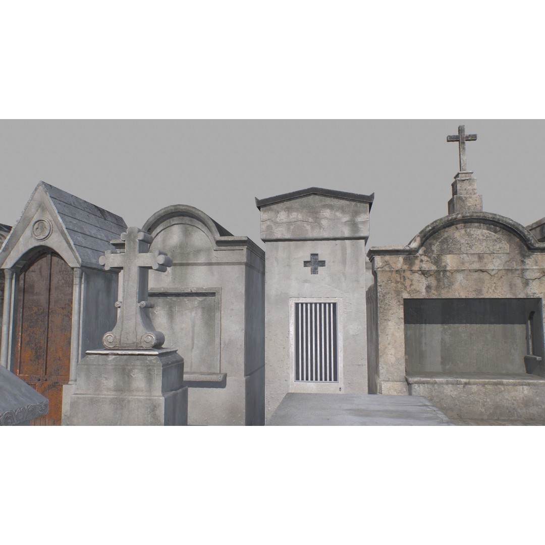 Mausoleums 3D Model – Low Poly Cemetery Props, FBX, PBR Textures - View 16