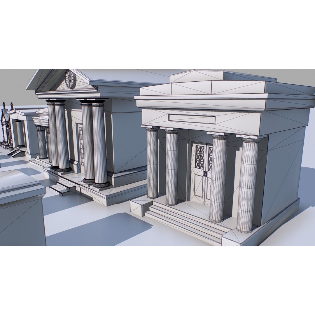 Mausoleums 3D Model – Low Poly Cemetery Props, FBX, PBR Textures - View 19