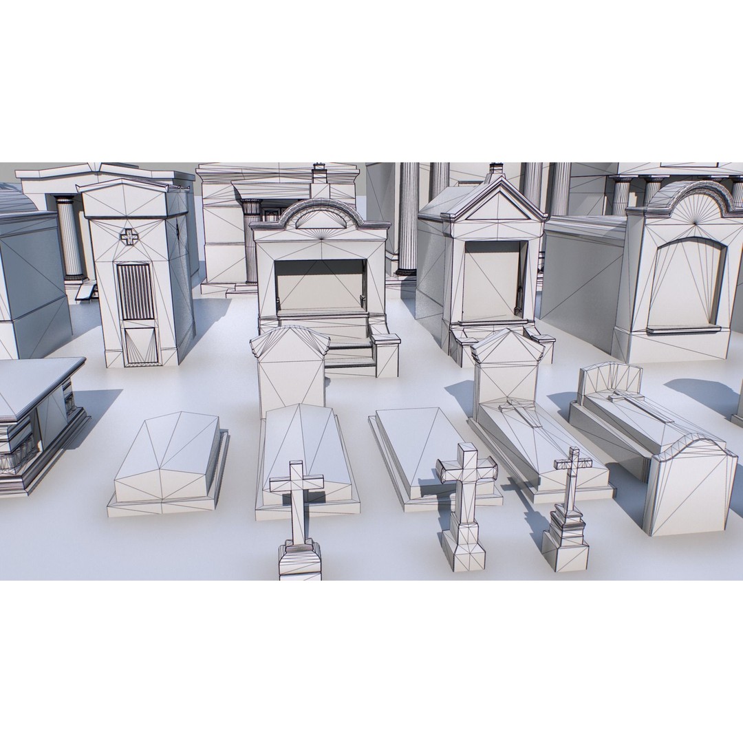 Mausoleums 3D Model – Low Poly Cemetery Props, FBX, PBR Textures - View 22
