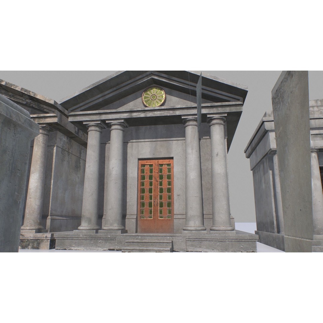 Mausoleums 3D Model – Low Poly Cemetery Props, FBX, PBR Textures - View 8