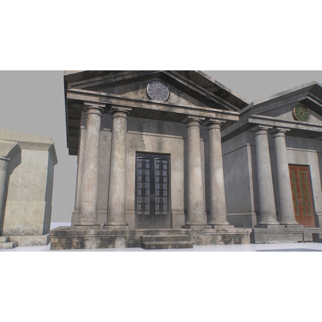 Mausoleums 3D Model – Low Poly Cemetery Props, FBX, PBR Textures - View 9