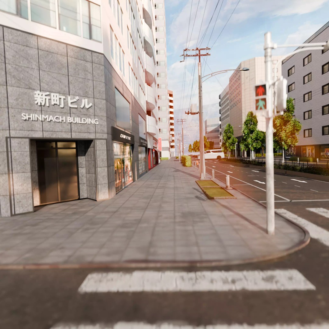 Osaka Cityscape 3D Model – Low Poly PBR Asset, FBX & Blender - View 11