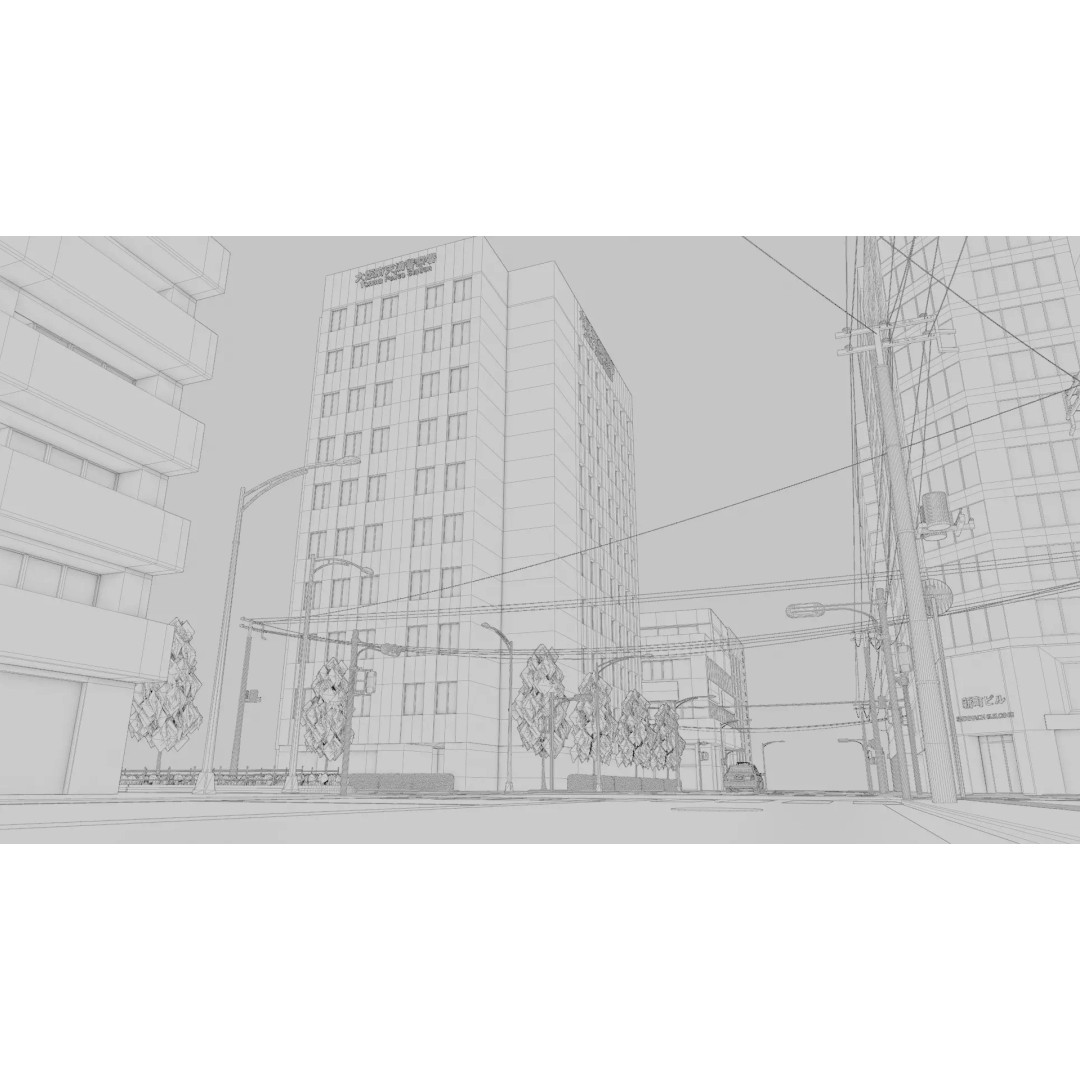 Osaka Cityscape 3D Model – Low Poly PBR Asset, FBX & Blender - View 17