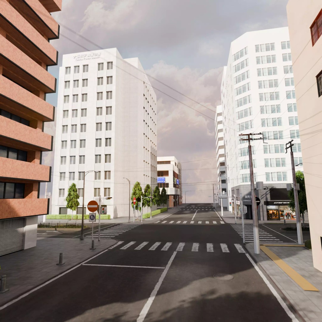 Osaka Cityscape 3D Model – Low Poly PBR Asset, FBX & Blender - View 18