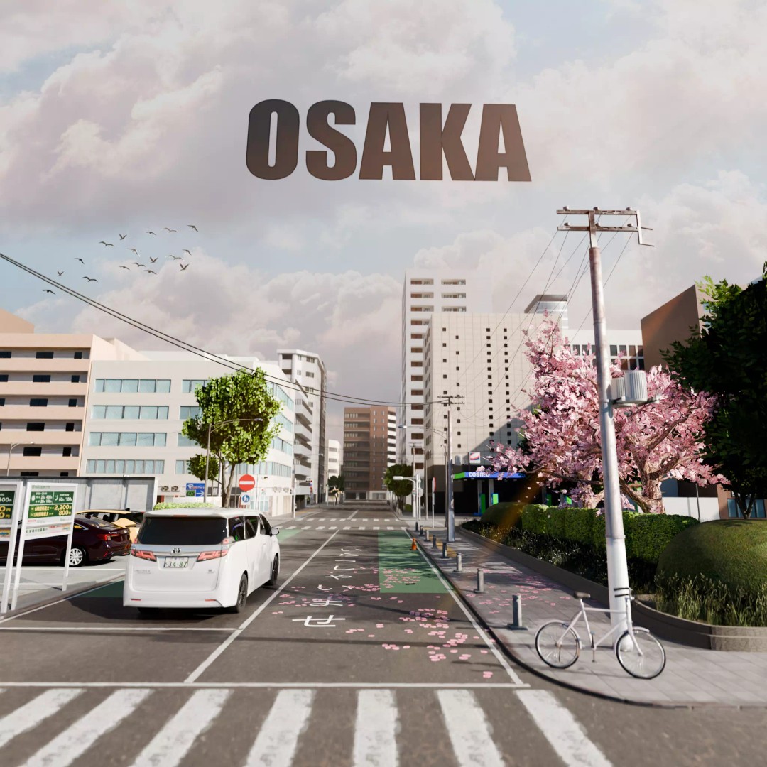Osaka Cityscape 3D Model – Low Poly PBR Asset, FBX & Blender - View 2