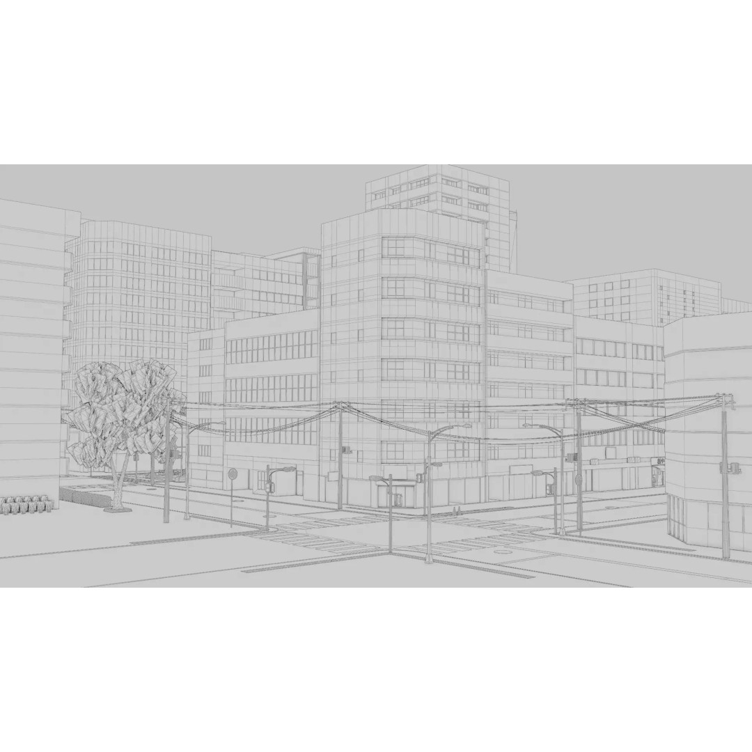 Osaka Cityscape 3D Model – Low Poly PBR Asset, FBX & Blender - View 33