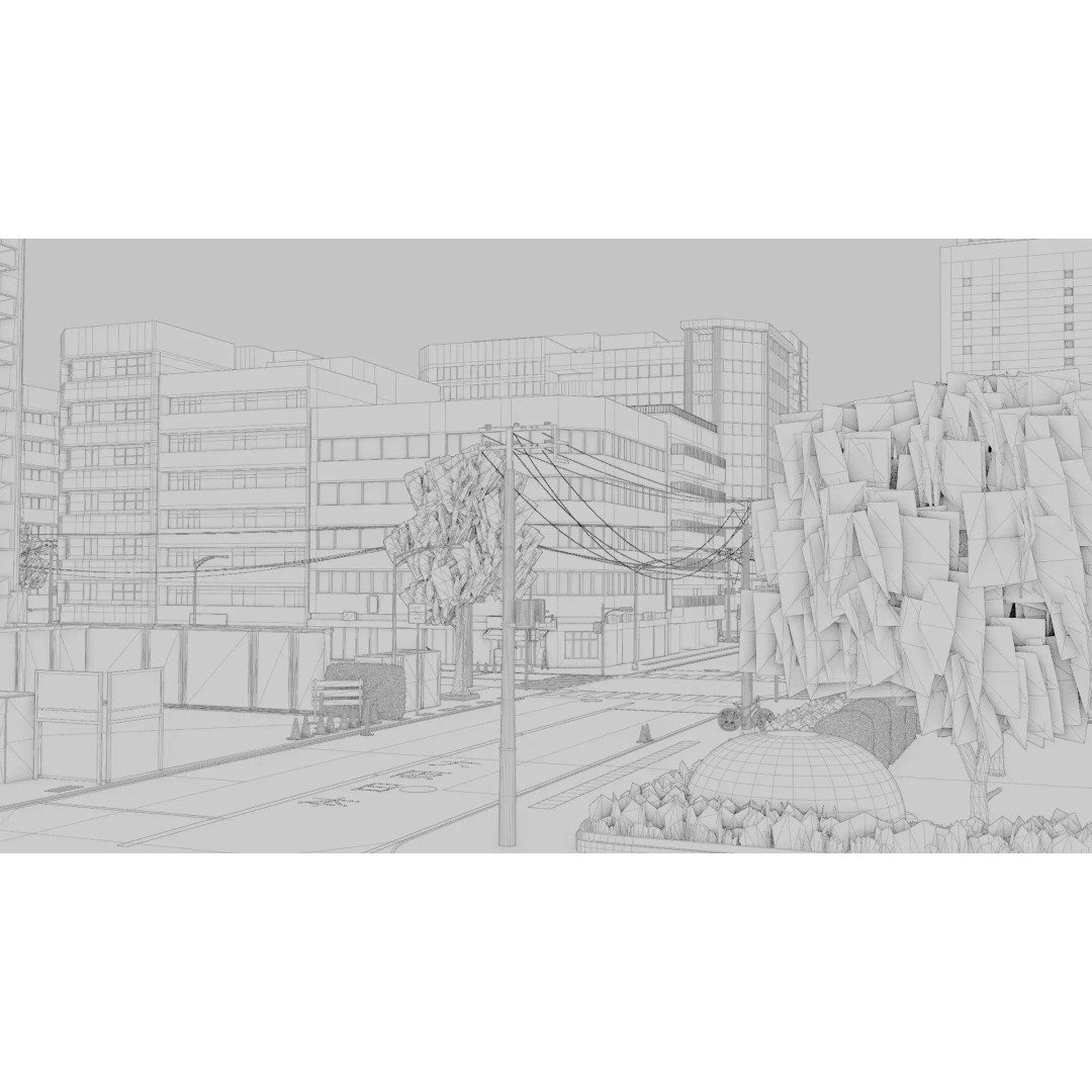 Osaka Cityscape 3D Model – Low Poly PBR Asset, FBX & Blender - View 35