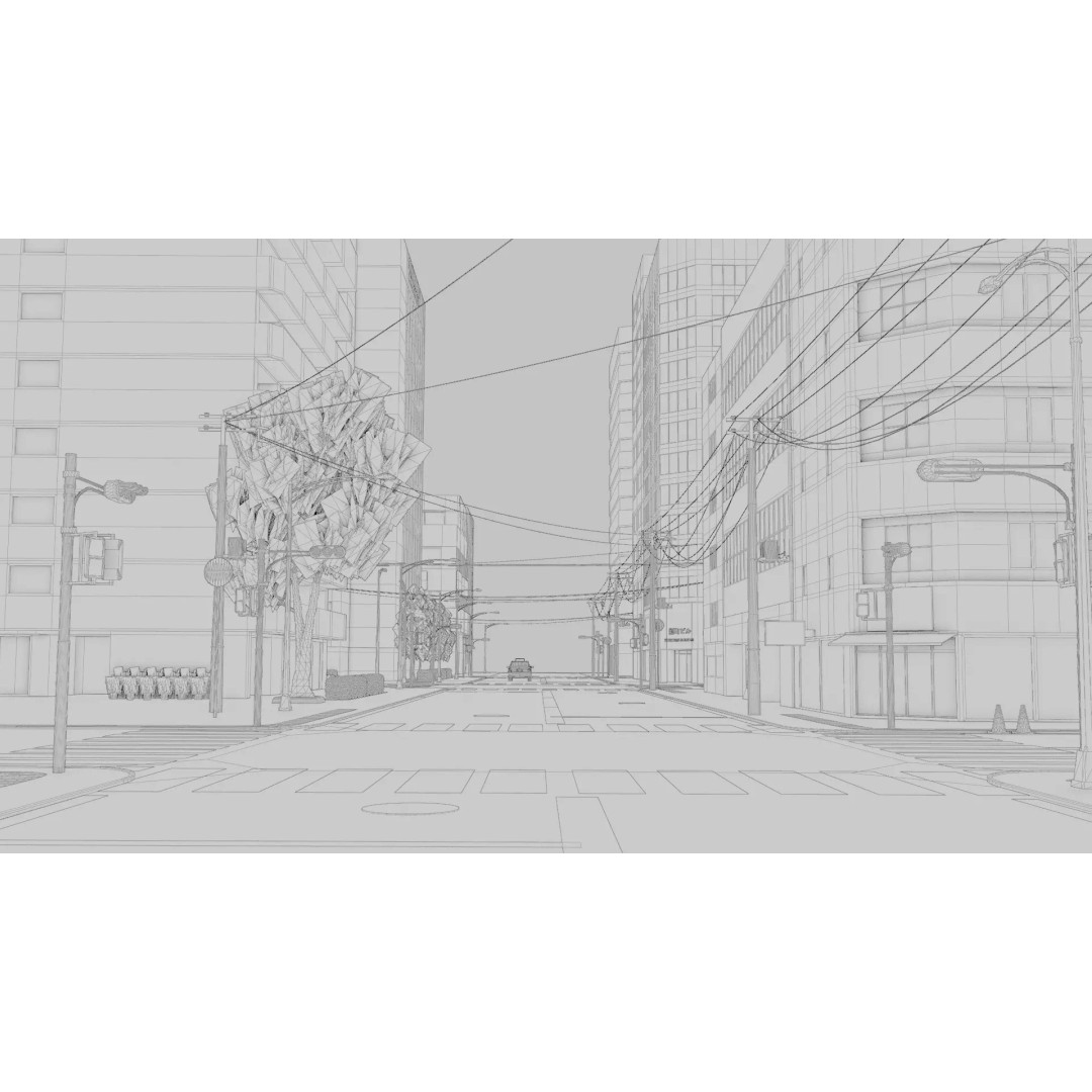 Osaka Cityscape 3D Model – Low Poly PBR Asset, FBX & Blender - View 43