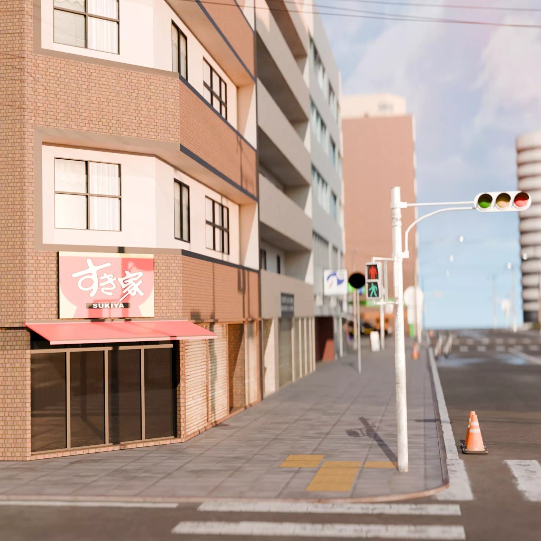 Osaka Cityscape 3D Model – Low Poly PBR Asset, FBX & Blender - View 57
