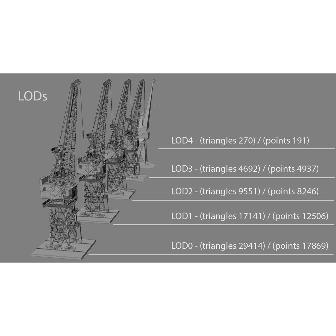 Crane STOTHERT-PITT 3D Model – Low Poly Rigged Asset, PBR Textures