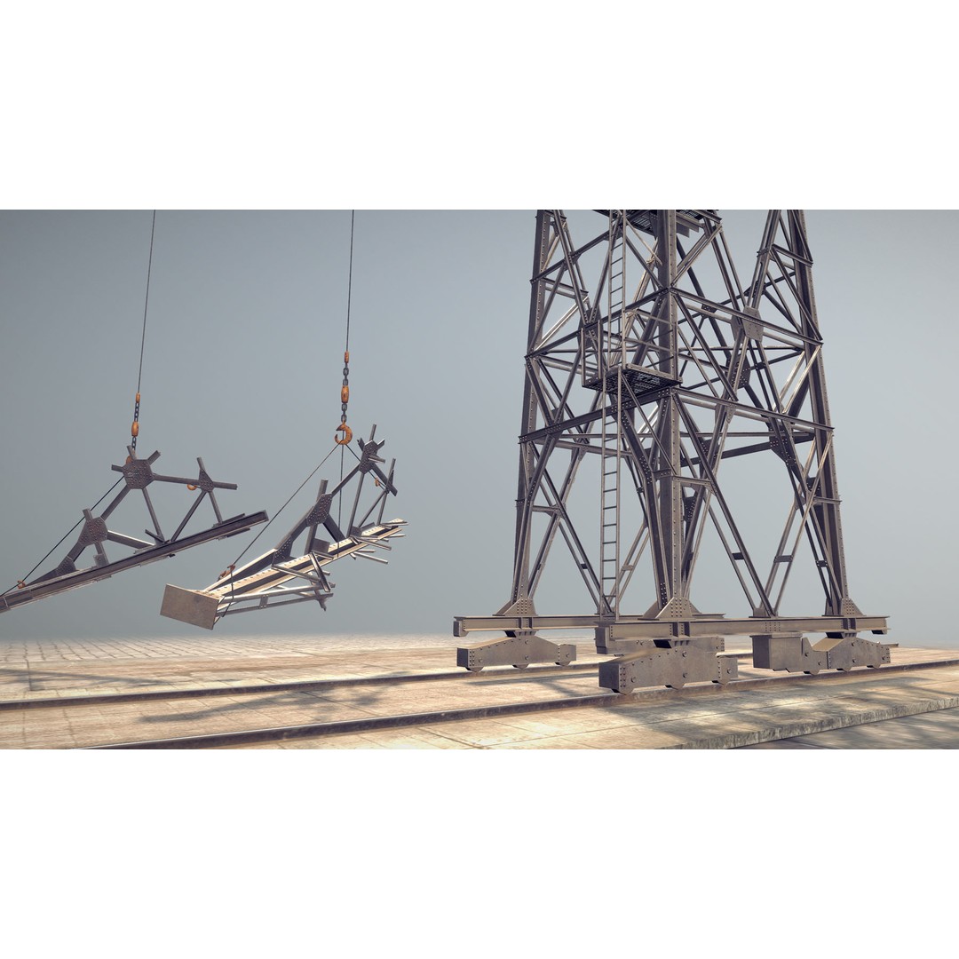 Crane STOTHERT-PITT 3D Model – Low Poly Rigged Asset, PBR Textures - View 13